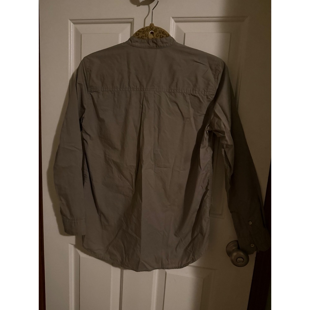 Isabel Marant Etoile Band Collar Button Down Shirt Olive Taupe Cotton Poplin 38 - Picture 2 of 2